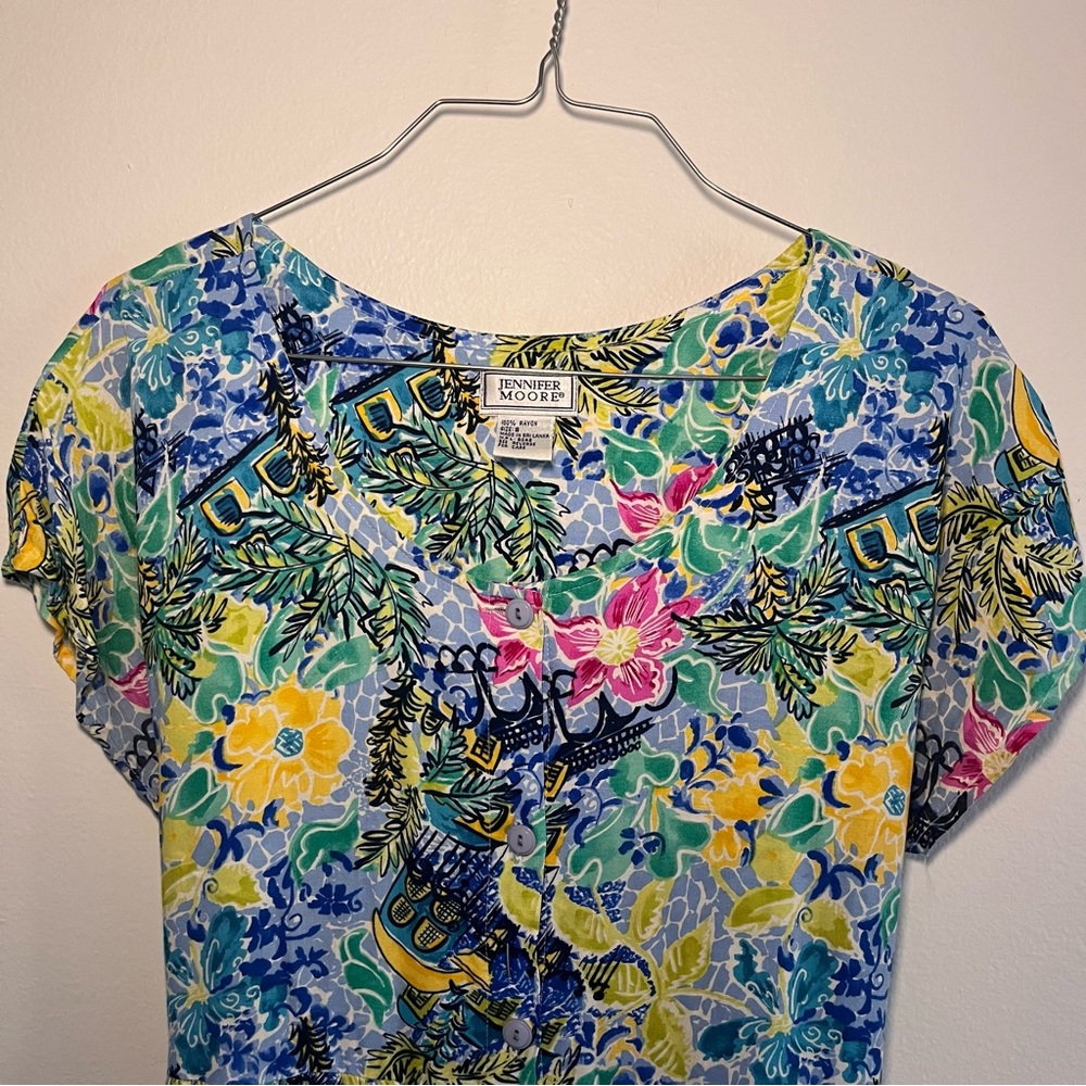 Vintage: Jennifer Moore • Floral Button Front‎ Dress - Picture 4 of 4